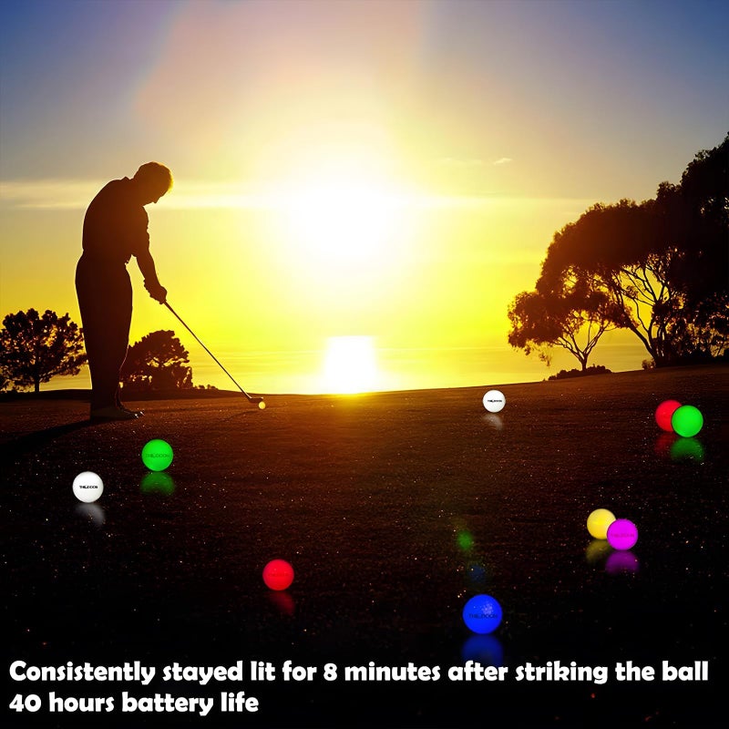 THIODOON Glow in The Dark Golf Balls, Night Golf, Indoor/Outdoor Play, Gifting, 3 Pack, Red, Green, White, 1.65 Inches - Image 2